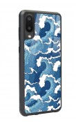 Samsung A-02 Mavi Dalga Tasarımlı Glossy Telefon Kılıfı