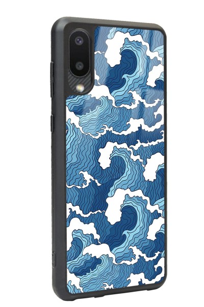 Samsung A-02 Mavi Dalga Tasarımlı Glossy Telefon Kılıfı