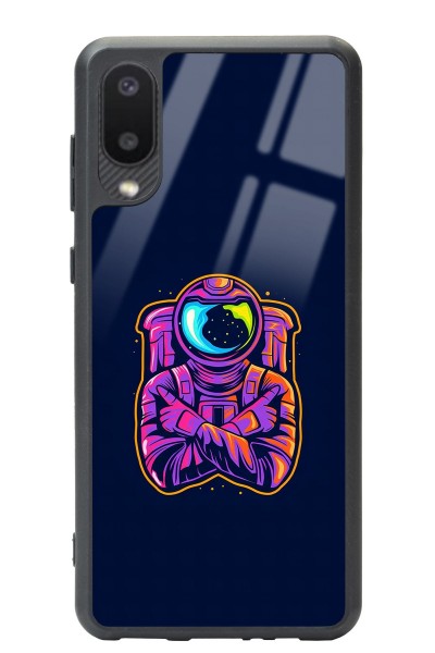Samsung A-02 Neon Astronot Tasarımlı Glossy Telefon Kılıfı