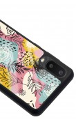 Samsung A-02 Retro Çizgi Çiçek Tasarımlı Glossy Telefon Kılıfı
