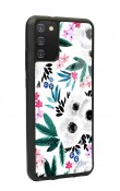 Samsung A-02s Beyaz Çiçek Tasarımlı Glossy Telefon Kılıfı