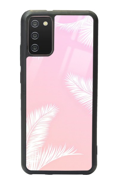 Samsung A-02s Beyaz Palmiye Tasarımlı Glossy Telefon Kılıfı