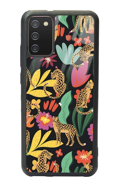 Samsung A-02s Çiçekli Kediler Tasarımlı Glossy Telefon Kılıfı