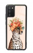 Samsung A-02s Influencer Leopar Kedi Tasarımlı Glossy Telefon Kılıfı