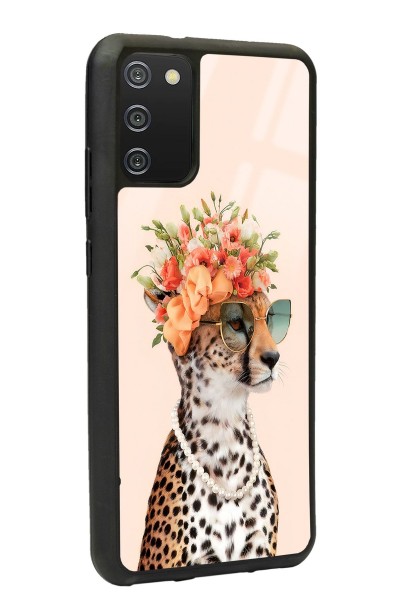 Samsung A-02s Influencer Leopar Kedi Tasarımlı Glossy Telefon Kılıfı