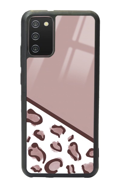 Samsung A-02s Kahve Leopar Tasarımlı Glossy Telefon Kılıfı