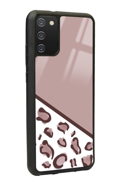 Samsung A-02s Kahve Leopar Tasarımlı Glossy Telefon Kılıfı