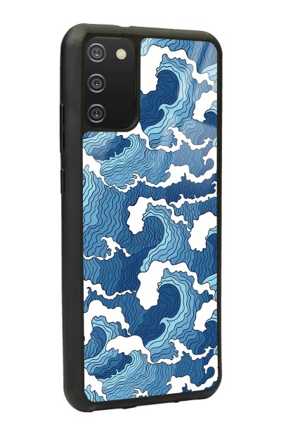 Samsung A-02s Mavi Dalga Tasarımlı Glossy Telefon Kılıfı
