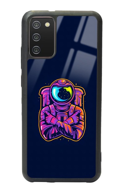 Samsung A-02s Neon Astronot Tasarımlı Glossy Telefon Kılıfı