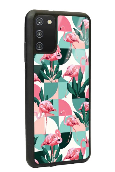 Samsung A-02s Retro Flamingo Duvar Kağıdı Tasarımlı Glossy Telefon Kılıfı