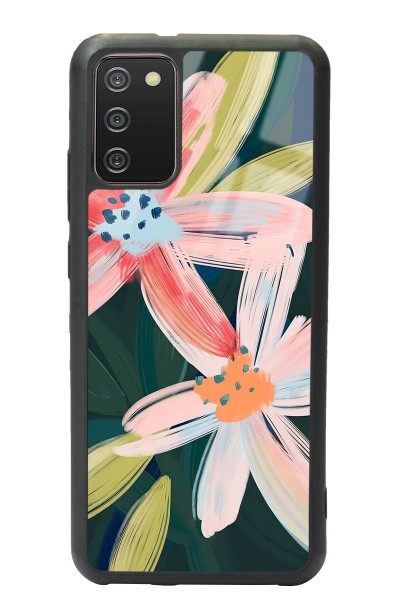 Samsung A-02s Suluboya Çiçek Tasarımlı Glossy Telefon Kılıfı