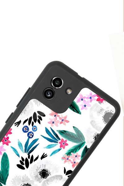 Samsung A-03 Beyaz Çiçek Tasarımlı Glossy Telefon Kılıfı