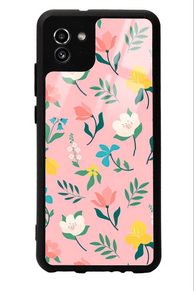 Samsung A-03 Pinky Flowers Tasarımlı Glossy Telefon Kılıfı