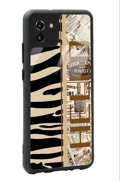 Samsung A-03 Zebra Gazete Tasarımlı Glossy Telefon Kılıfı