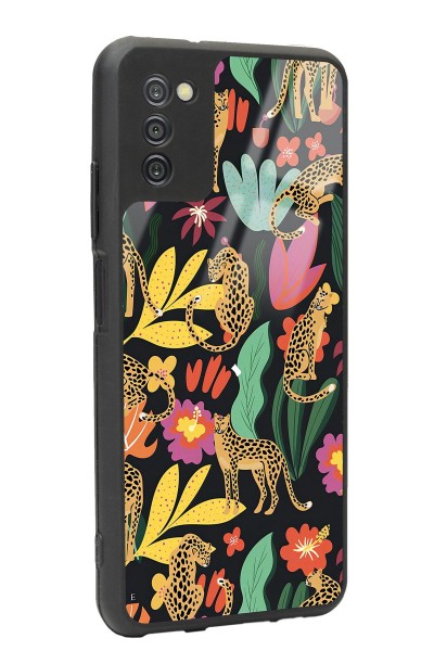 Samsung A-03s Çiçekli Kediler Tasarımlı Glossy Telefon Kılıfı