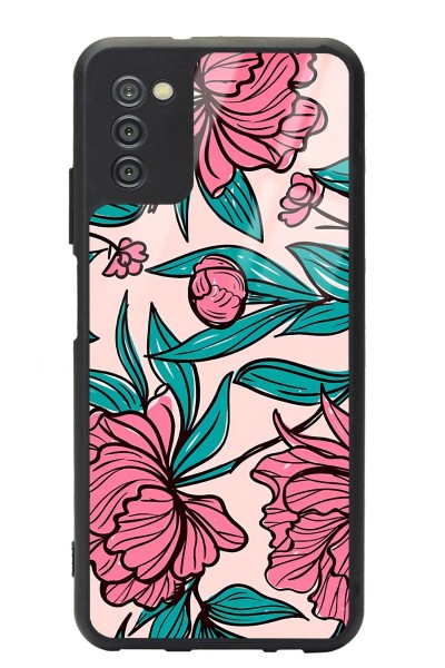 Samsung A-03s Fuşya Çiçekli Tasarımlı Glossy Telefon Kılıfı