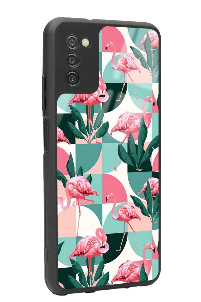 Samsung A-03s Retro Flamingo Duvar Kağıdı Tasarımlı Glossy Telefon Kılıfı