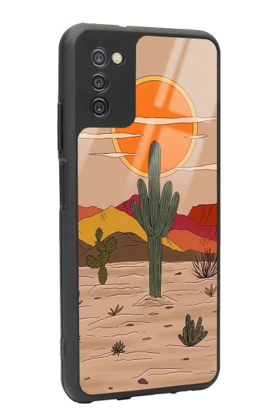Samsung A-03s Retro Kaktüs Güneş Tasarımlı Glossy Telefon Kılıfı