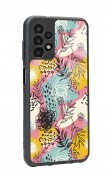 Samsung A-13 Retro Çizgi Çiçek Tasarımlı Glossy Telefon Kılıfı