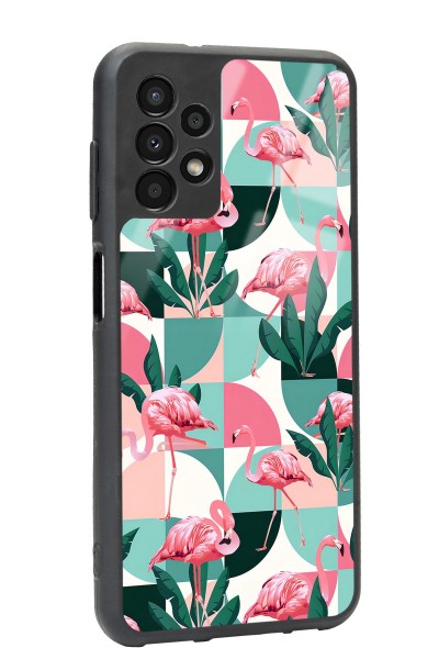 Samsung A-13 Retro Flamingo Duvar Kağıdı Tasarımlı Glossy Telefon Kılıfı