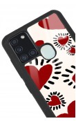 Samsung A-21s Brush Heart Tasarımlı Glossy Telefon Kılıfı