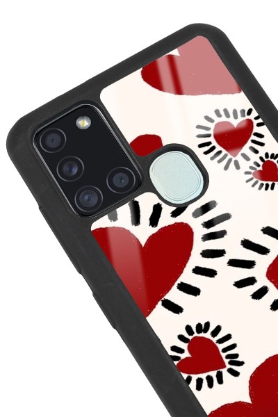 Samsung A-21s Brush Heart Tasarımlı Glossy Telefon Kılıfı