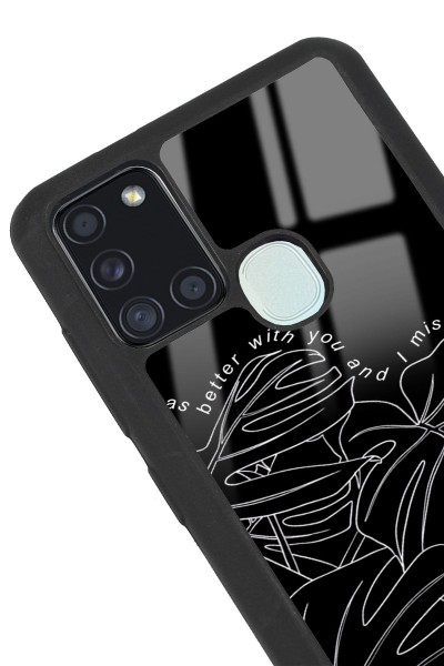 Samsung A-21s Dark Leaf Tasarımlı Glossy Telefon Kılıfı
