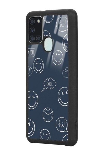 Samsung A-21s Doodle Smile Tasarımlı Glossy Telefon Kılıfı