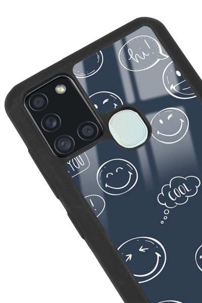 Samsung A-21s Doodle Smile Tasarımlı Glossy Telefon Kılıfı