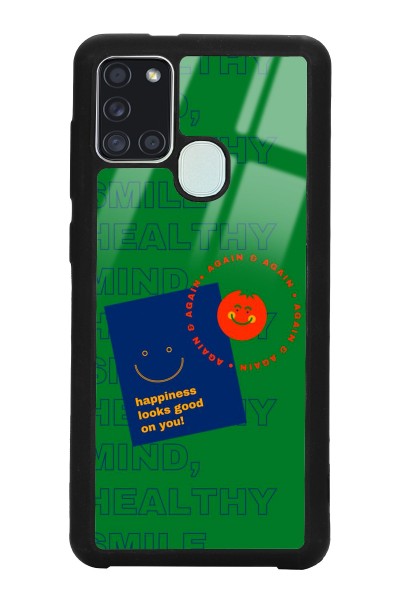 Samsung A-21s Happy Green Tasarımlı Glossy Telefon Kılıfı
