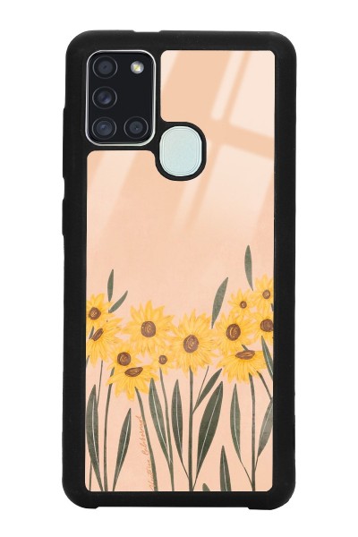 Samsung A-21s Watercolor Sunflower Tasarımlı Glossy Telefon Kılıfı