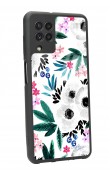 Samsung A-22 Beyaz Çiçek Tasarımlı Glossy Telefon Kılıfı