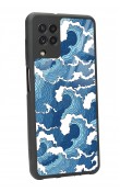 Samsung A-22 Mavi Dalga Tasarımlı Glossy Telefon Kılıfı
