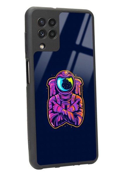 Samsung A-22 Neon Astronot Tasarımlı Glossy Telefon Kılıfı