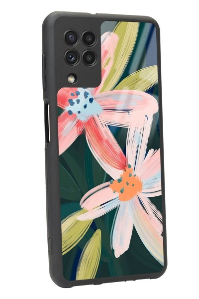 Samsung A-22 Suluboya Çiçek Tasarımlı Glossy Telefon Kılıfı