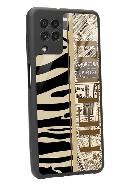 Samsung A-22 Zebra Gazete Tasarımlı Glossy Telefon Kılıfı