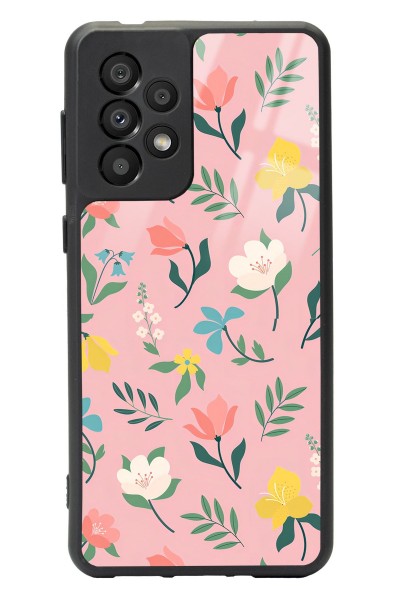 Samsung A-33 Pinky Flowers Tasarımlı Glossy Telefon Kılıfı