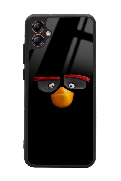 Samsung A04 Black Angry Birds Tasarımlı Glossy Telefon Kılıfı
