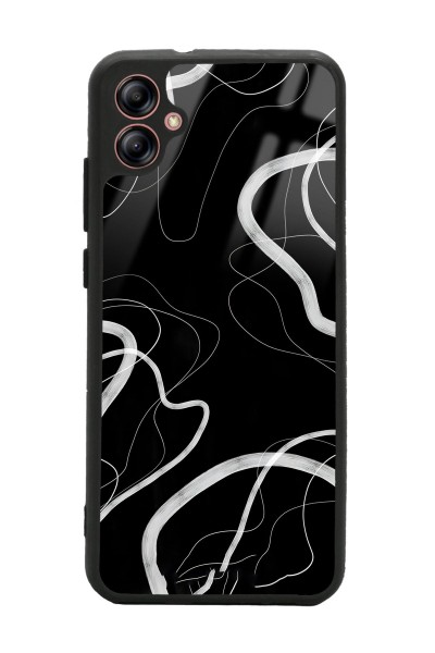 Samsung A04 Black Wave Tasarımlı Glossy Telefon Kılıfı