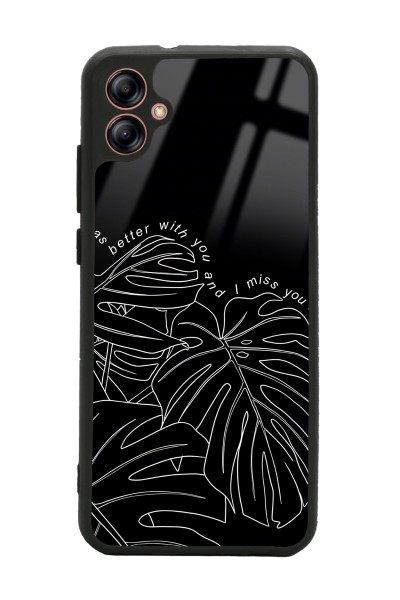 Samsung A04 Dark Leaf Tasarımlı Glossy Telefon Kılıfı