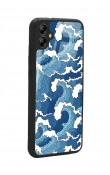 Samsung A04 Mavi Dalga Tasarımlı Glossy Telefon Kılıfı