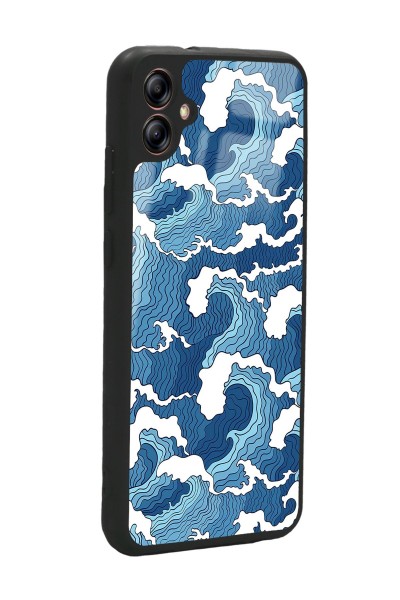 Samsung A04 Mavi Dalga Tasarımlı Glossy Telefon Kılıfı