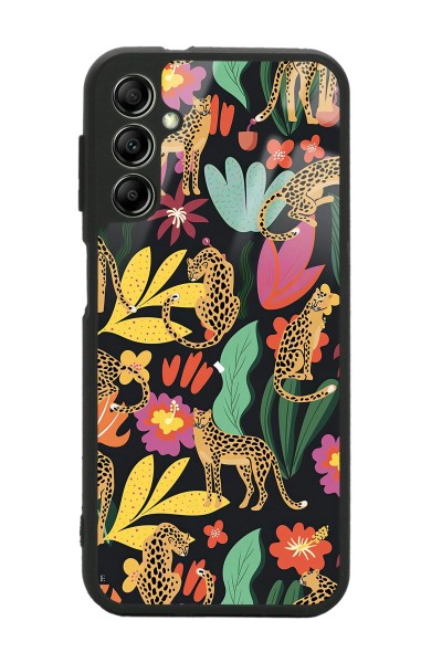 Samsung A04s Çiçekli Kediler Tasarımlı Glossy Telefon Kılıfı