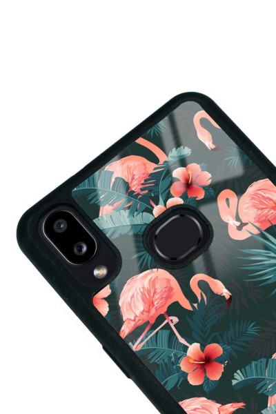 Samsung A10s Flamingo Leaf Tasarımlı Glossy Telefon Kılıfı