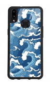 Samsung A10s Mavi Dalga Tasarımlı Glossy Telefon Kılıfı