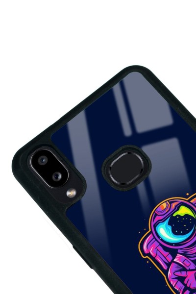 Samsung A10s Neon Astronot Tasarımlı Glossy Telefon Kılıfı