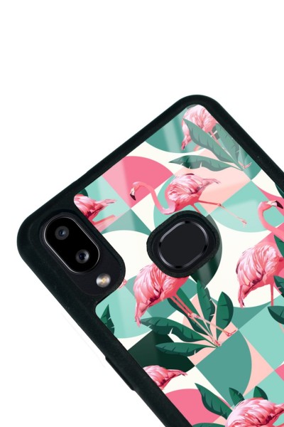 Samsung A10s Retro Flamingo Duvar Kağıdı Tasarımlı Glossy Telefon Kılıfı