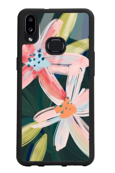 Samsung A10s Suluboya Çiçek Tasarımlı Glossy Telefon Kılıfı