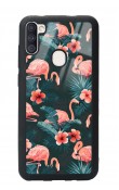 Samsung A11 Flamingo Leaf Tasarımlı Glossy Telefon Kılıfı
