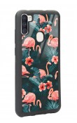 Samsung A11 Flamingo Leaf Tasarımlı Glossy Telefon Kılıfı